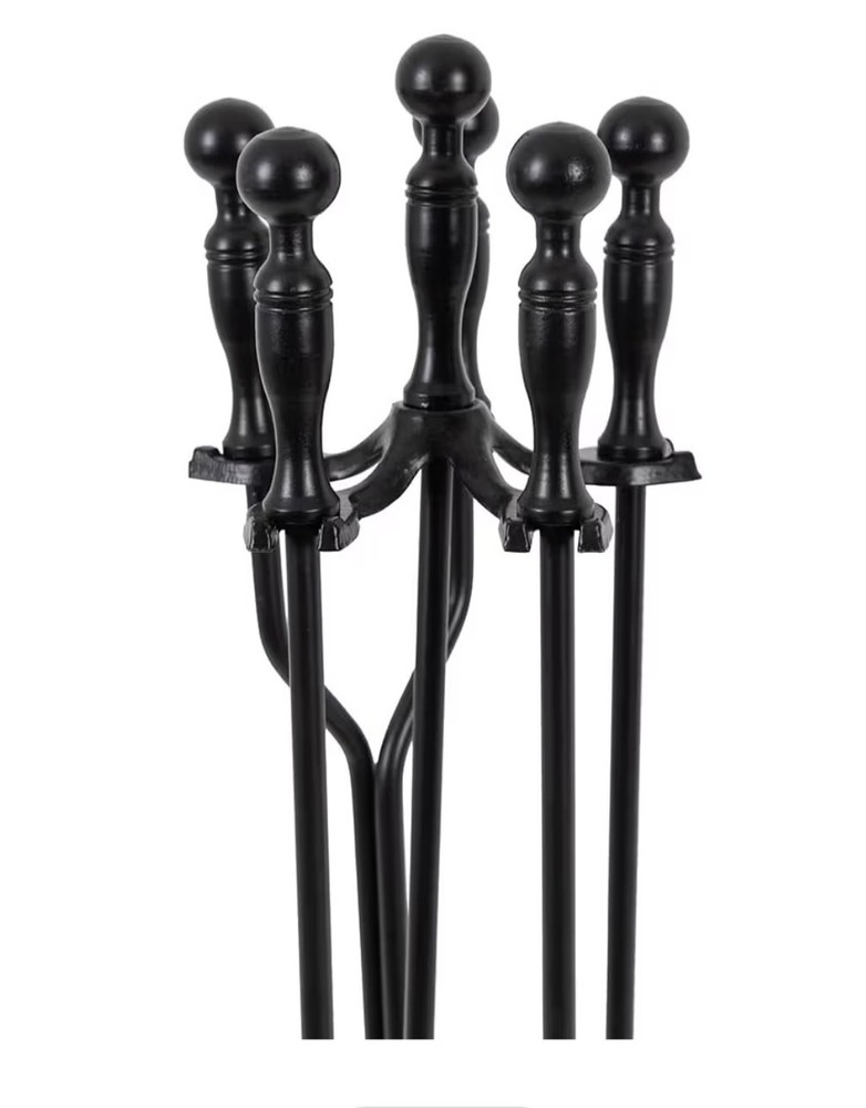 Modern Ember Cascade 5 Piece Fireplace Tool Set in Black