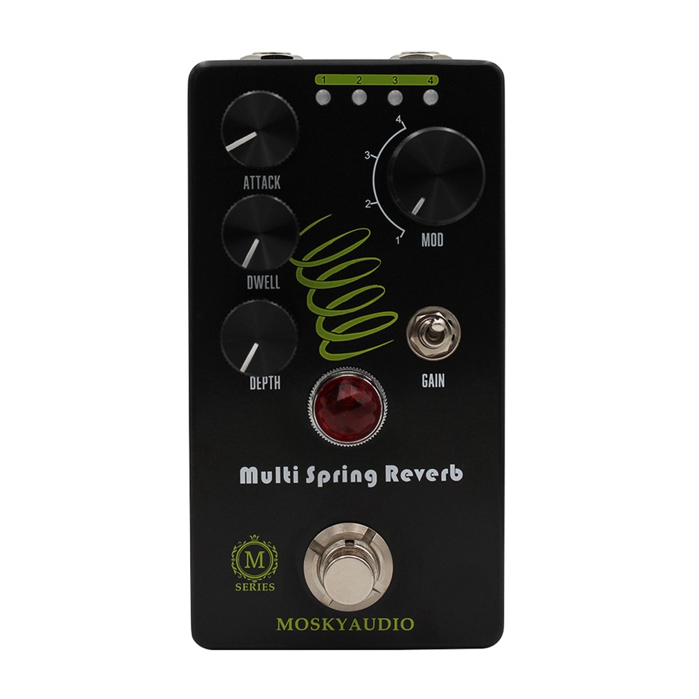 MOSKYaudio Multi Spring Reverb Effect Pedal 4 Modulation Models True Bypass US