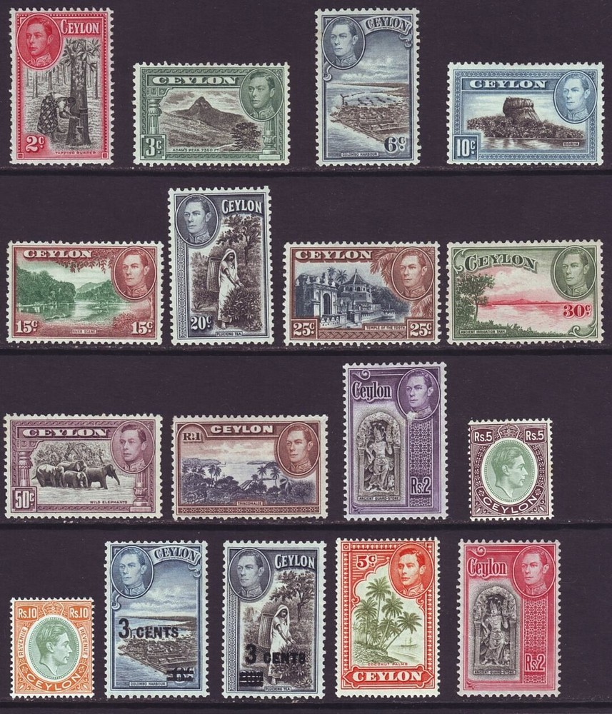 Ceylon 1938 SC 278-295 MH Set