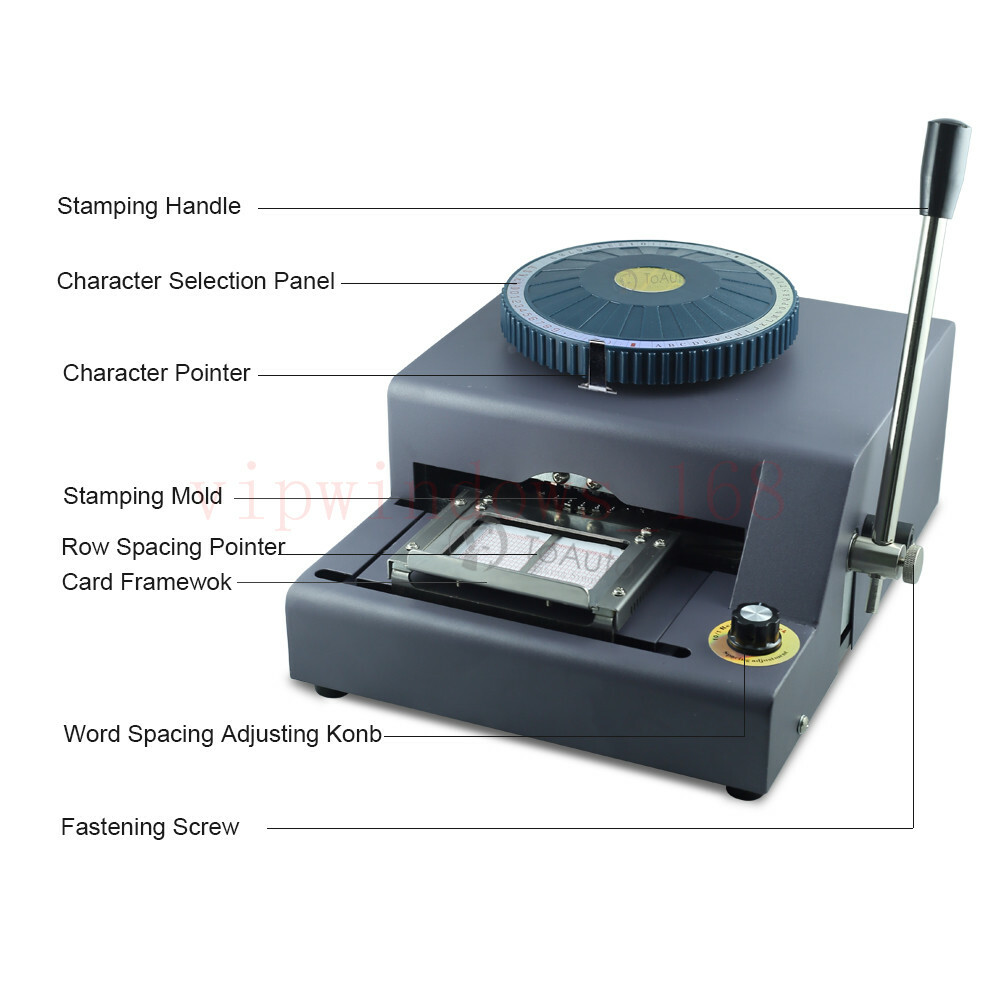 Manual Embosser Machine 72 Letter PVC VIP Card Code Printer Stamping Embossing
