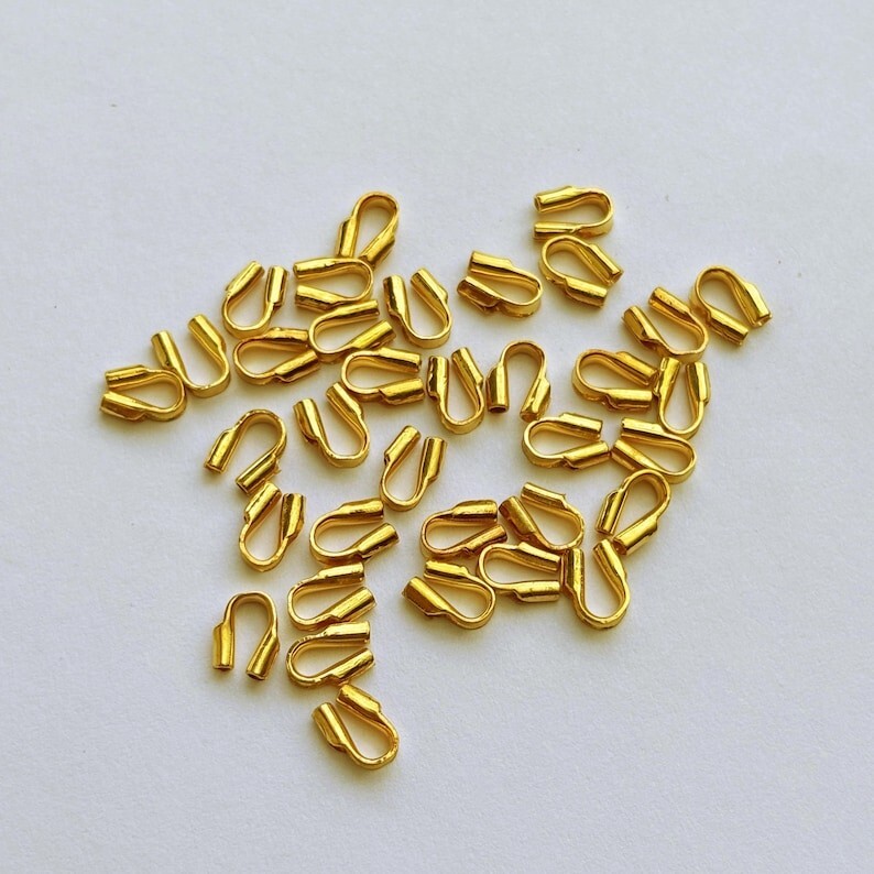 14k Solid Yellow Gold Wire Guard Cover Protector Stringing Finding 0.6mm 10pc