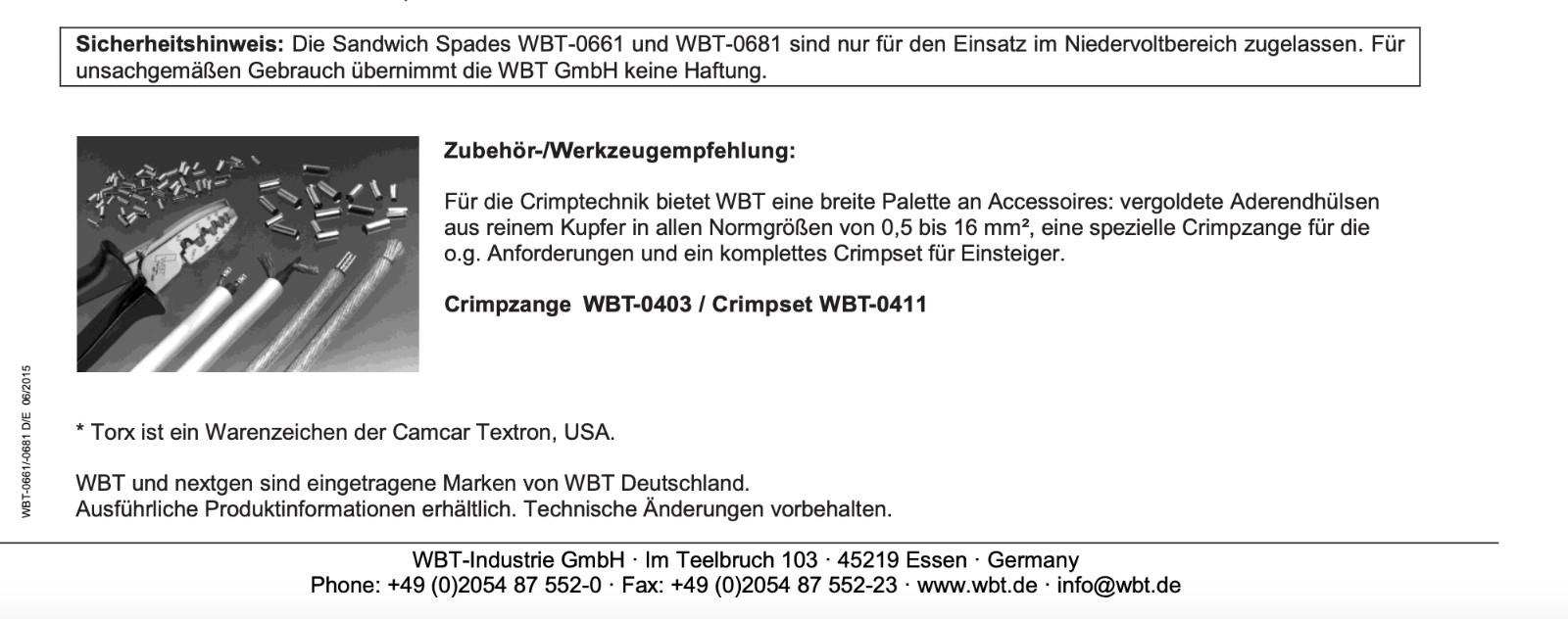 WBT 0681CU cable lug made of pure copper, 8 mm fork new + original packaging nextgen 2x red 2x white