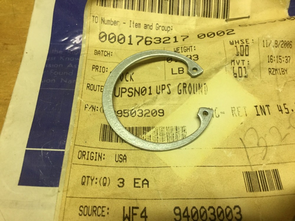 One (1) Genuine Allison Retaining Ring 29503209