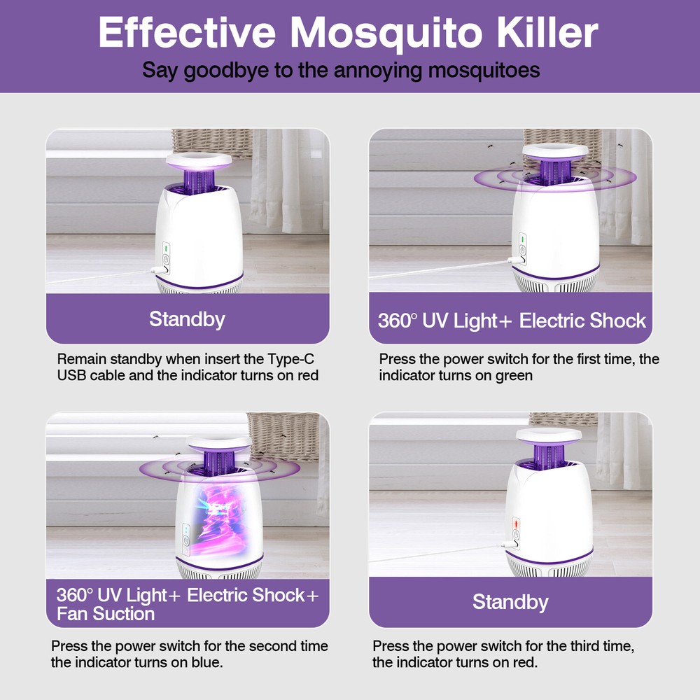 LED Bug Zapper, Lamp Less Power,High-Voltage Mosquito Zapper