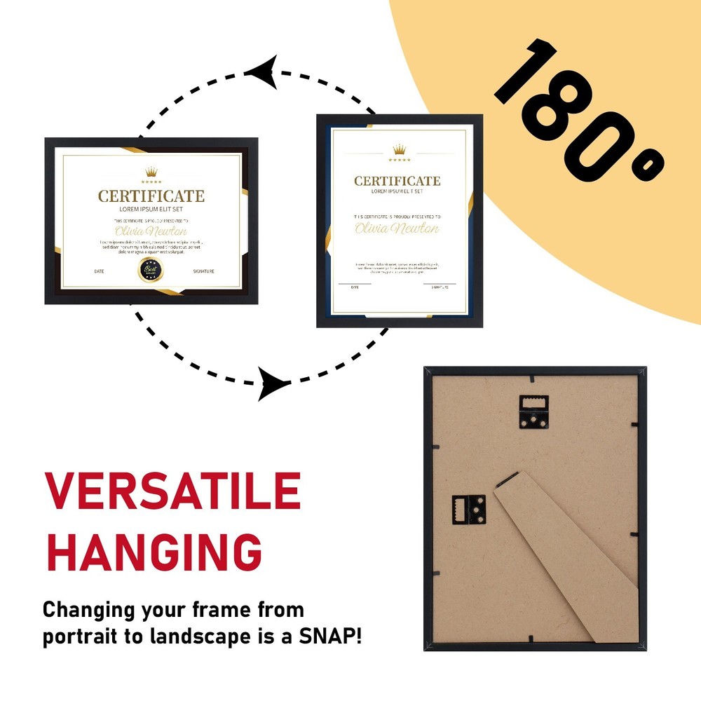 Document frames 8.5x11 Certificate Frames for Wall Or Tabletop , Set of 12 Black