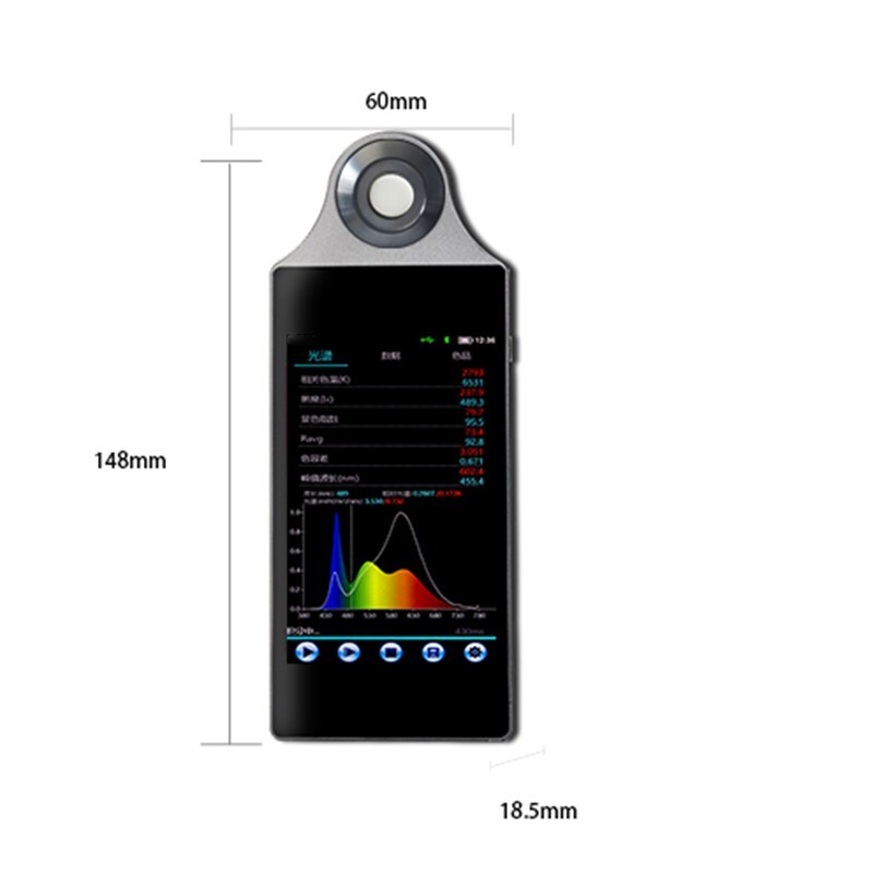 Spectral Illuminance Meter Light Spectrometer with Type-C Interface Touch Screen