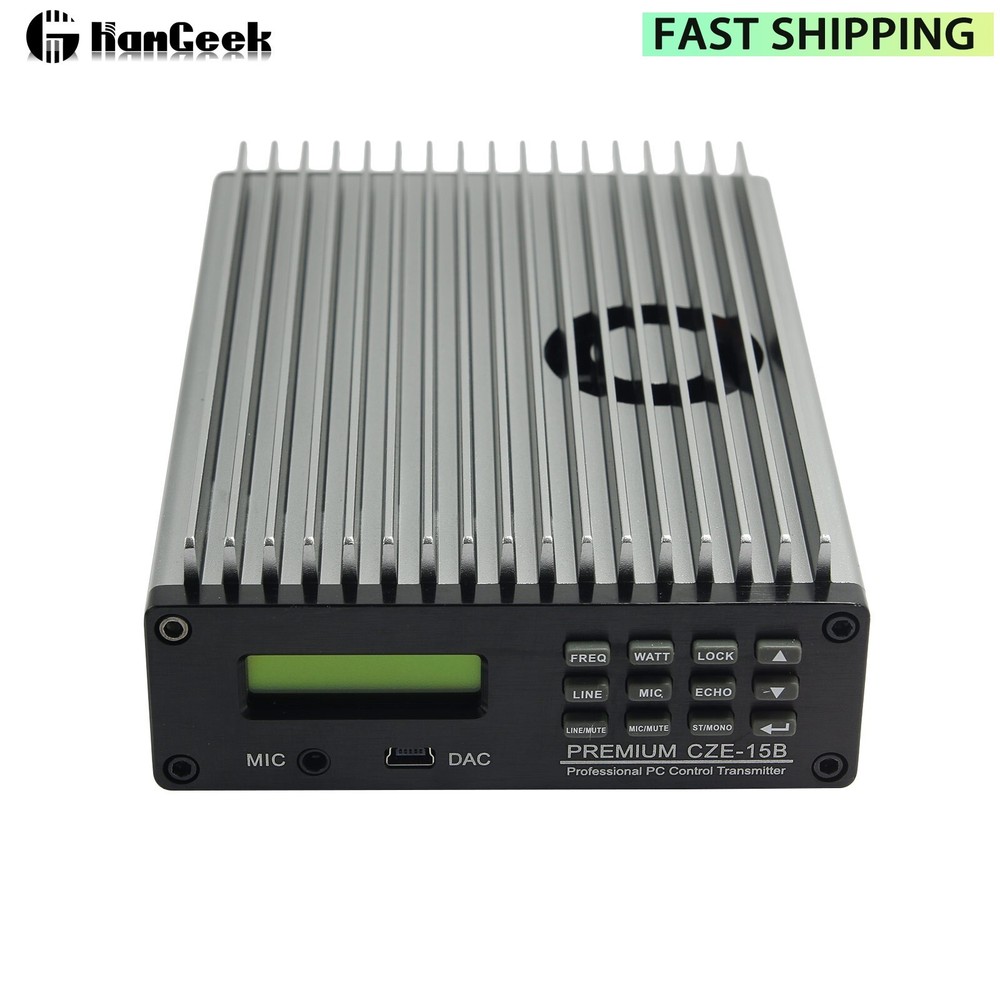 CZE-15B Stereo FM Transmitter PC Control Wireless Broadcast Radio+ Power Adapter