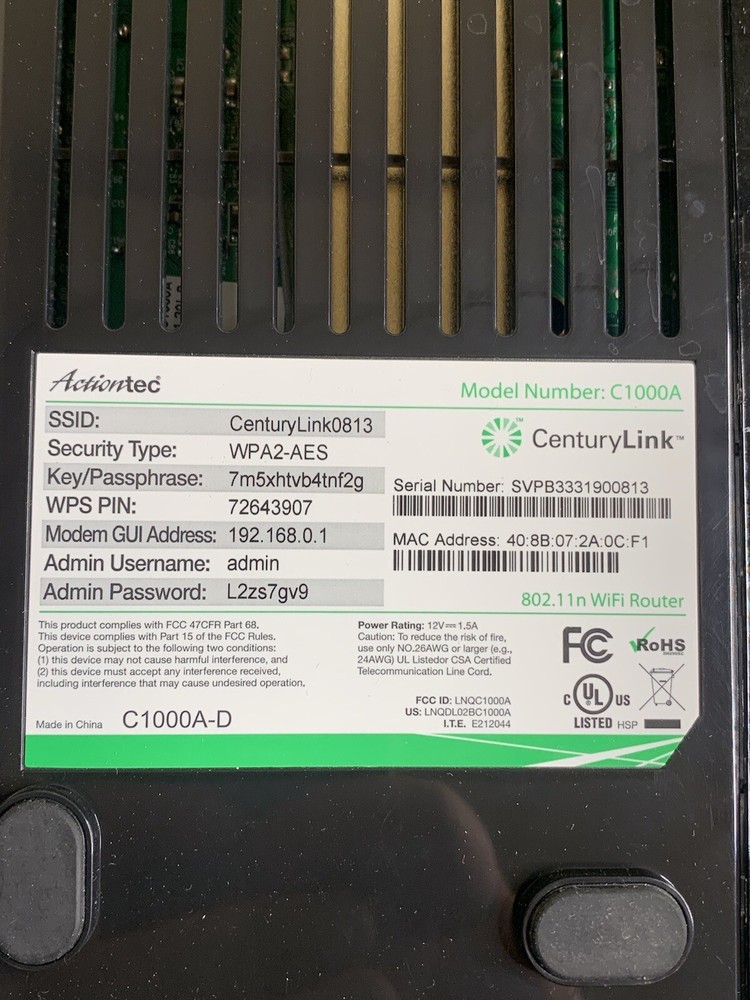 centurylink wifi router c1000a