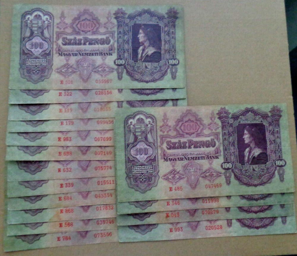 Hungary banknotes - 100 pengo 1930 - 16 notes (a)