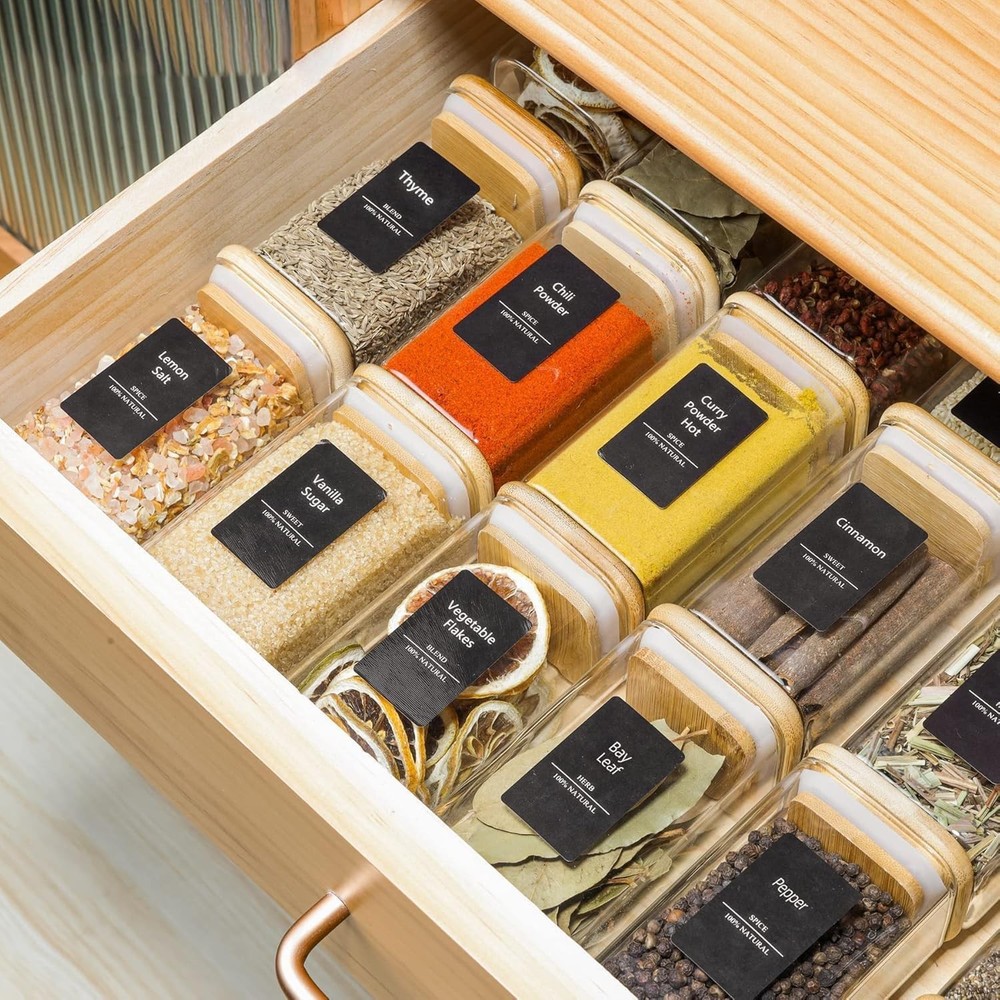 Spice Jars with Labels 8 oz 16Pack, Small Spice Containers Starter Set