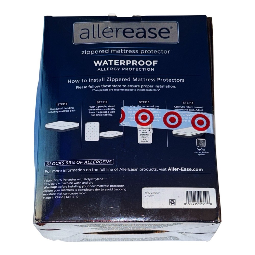 AllerEase Allergy Protection Waterproof Zippered Mattress Protector, Twin