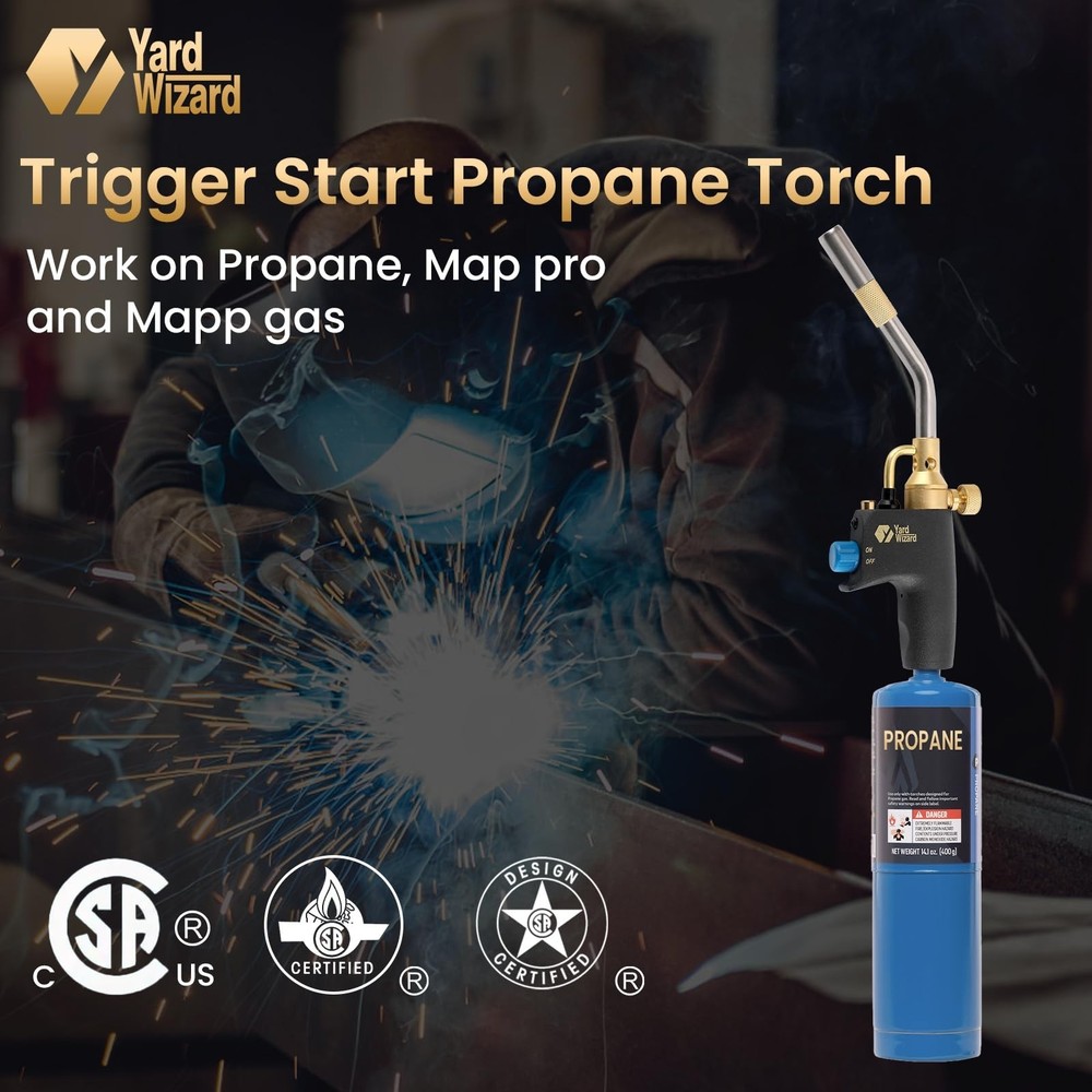 Propane Torch Head, Map Gas Torch with Igniter and Flame Adjustable, Hand Blo...