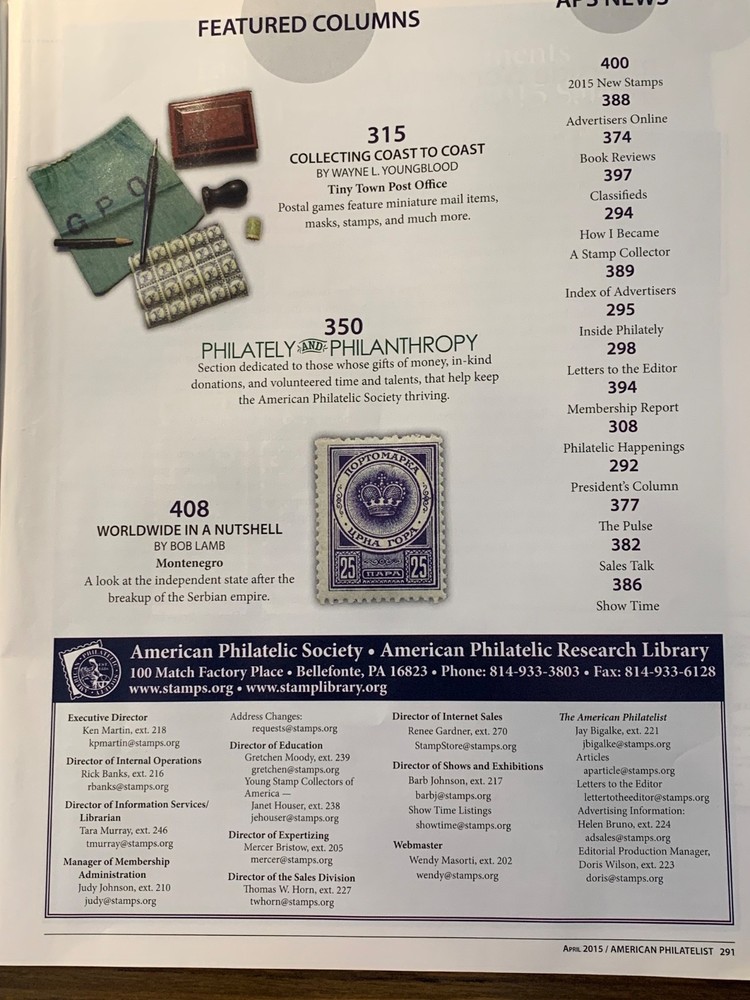American Philatelist Magazine 2015, April