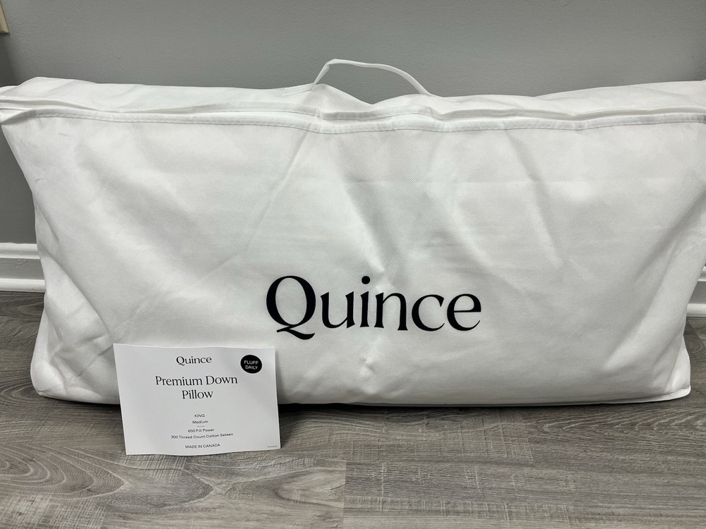 NWT Quince White Duck Down Premium Pillow - King Medium