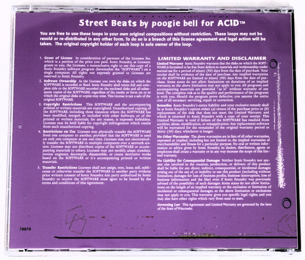 Sonic Foundry Street Beats Loops For Acid Sample/Sound Library/Sampling CD