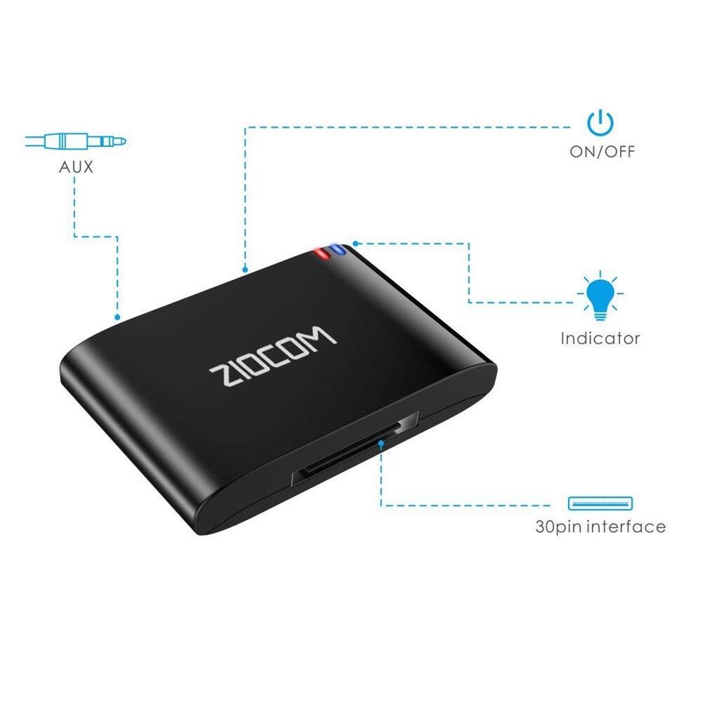 Ziocom 30 Pin Bluetooth Adapter Receiver For Bose Ipod Iphone Sounddock