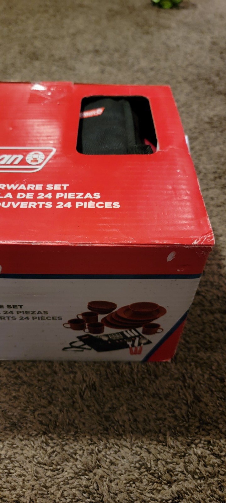 Coleman 24-Piece Enamel Dinnerware Set Red Speckled NEW