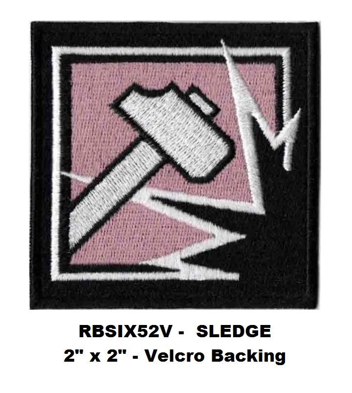 RAINBOW SIX SLEDGE PATCH WITH HOOK BACKING  - RBSIX52V