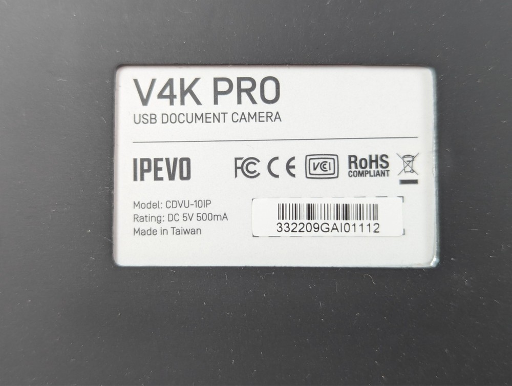 IPEVO - V4K PRO - Ultra HD USB Document Camera AI Enhanced Mic - CDVU-10IP