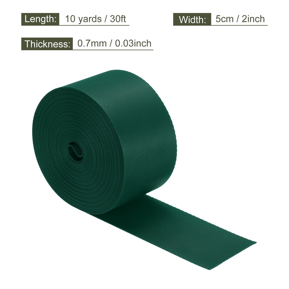 Flat Nylon Webbing Strap 2 Inch 10 Yards Dark Green for Backpack