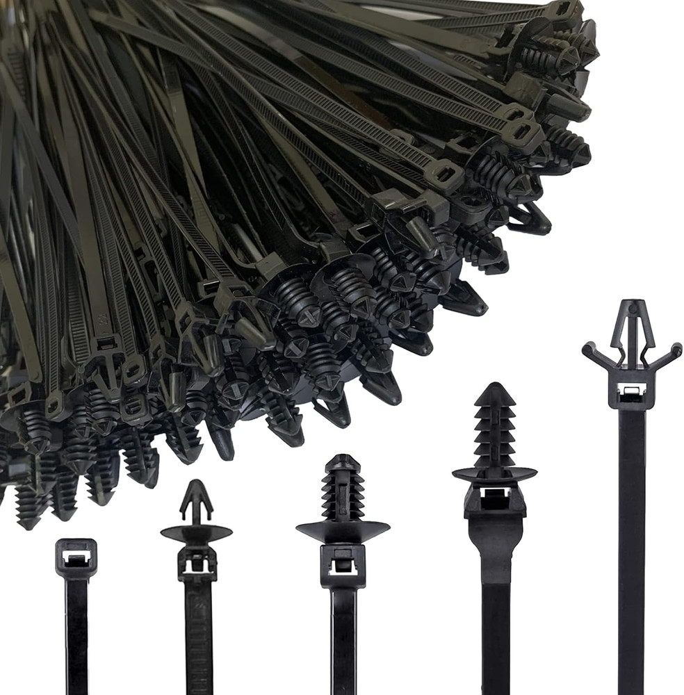 160Pcs Universal Nylon Push Mount Cable Zip Tie, Self Locking Cable Strap,Heavy