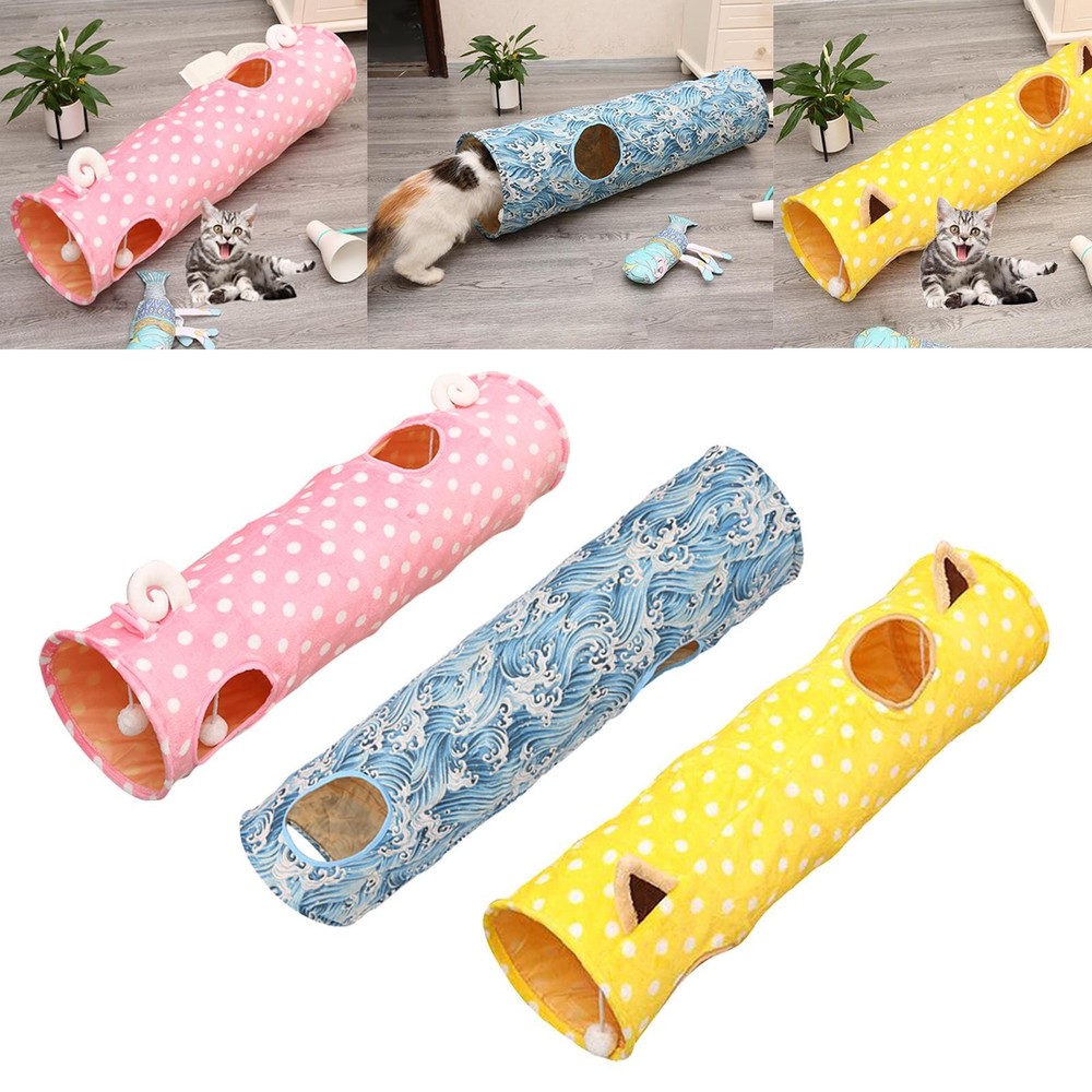 Cat Kitten Folding Tunnel Interactive W/Hanging Dangle Balls Playing Hides