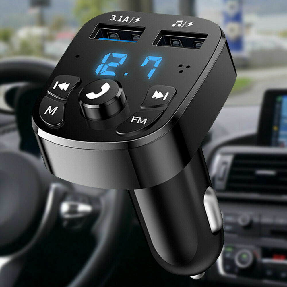Bluetooth 5.0 Car Wireless FM Transmitter Adapter 2USB PD Charger AUX Hands-Free