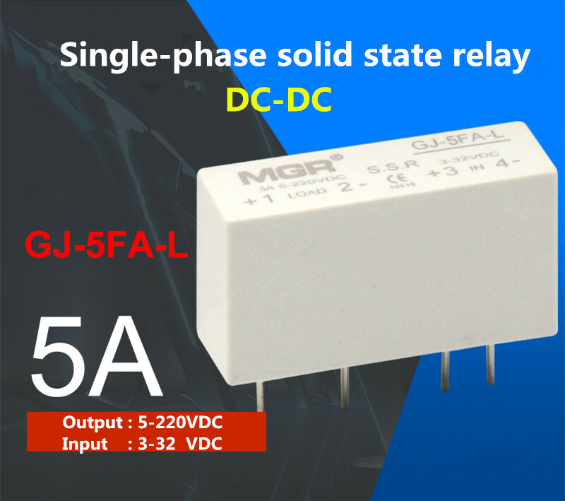 1pcs GJ-5FA-L single-phase solid state relay 5A DC-DC load 5-220VDC/IN 3-32VDC