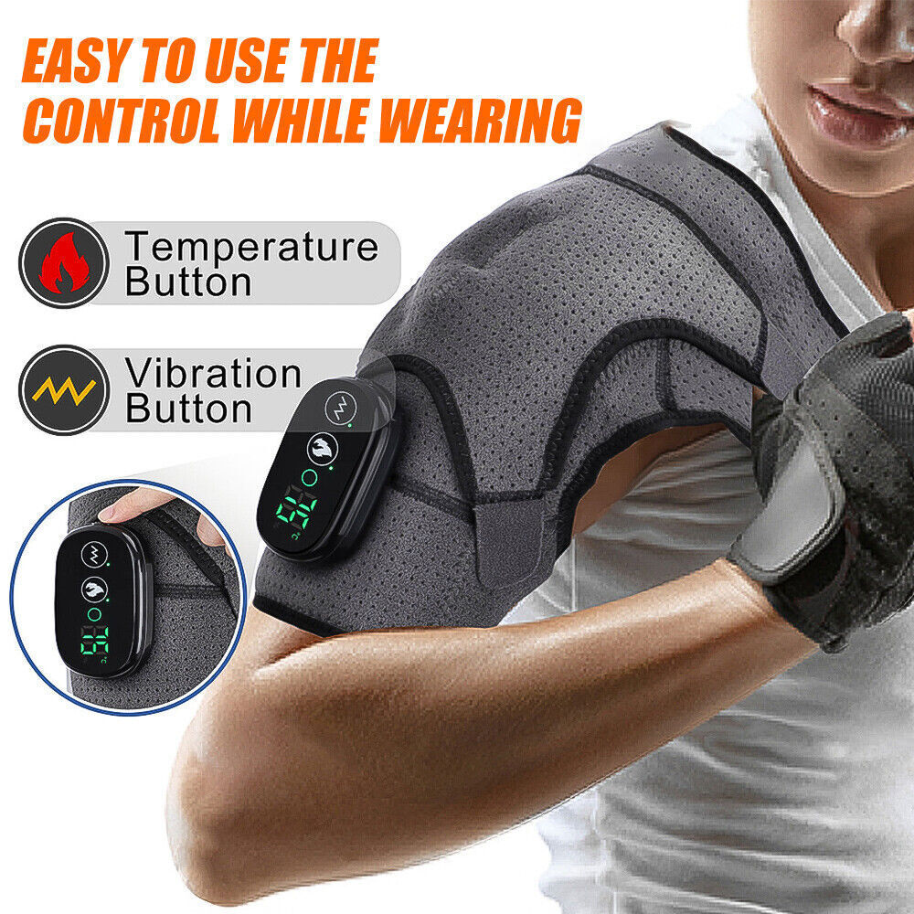Heated Shoulder Brace Massage Rotator Cuff Support Compression Wrap Rechargeable