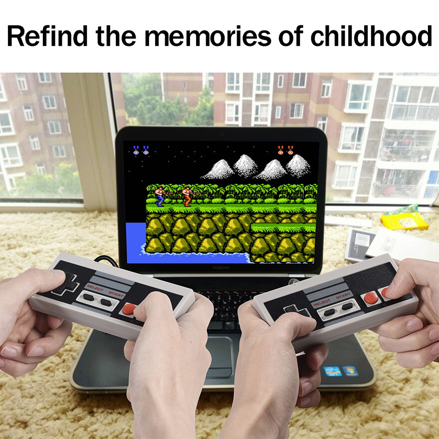 2Pack 2.4 GHz Wireless / Wired USB NES Controller Joystick for Windows PC Mac