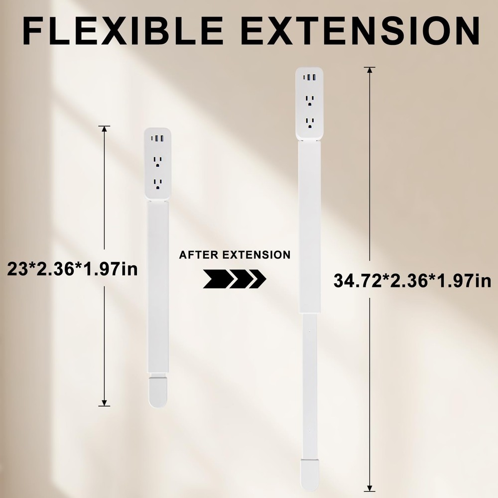 Electrical Outlet Extender Stick - Features USB-A, USB-C and 2 AC Outlets, Ex...