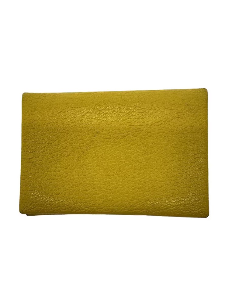 HERMES Card Case Leather Yellow Plain D SI 006 DB