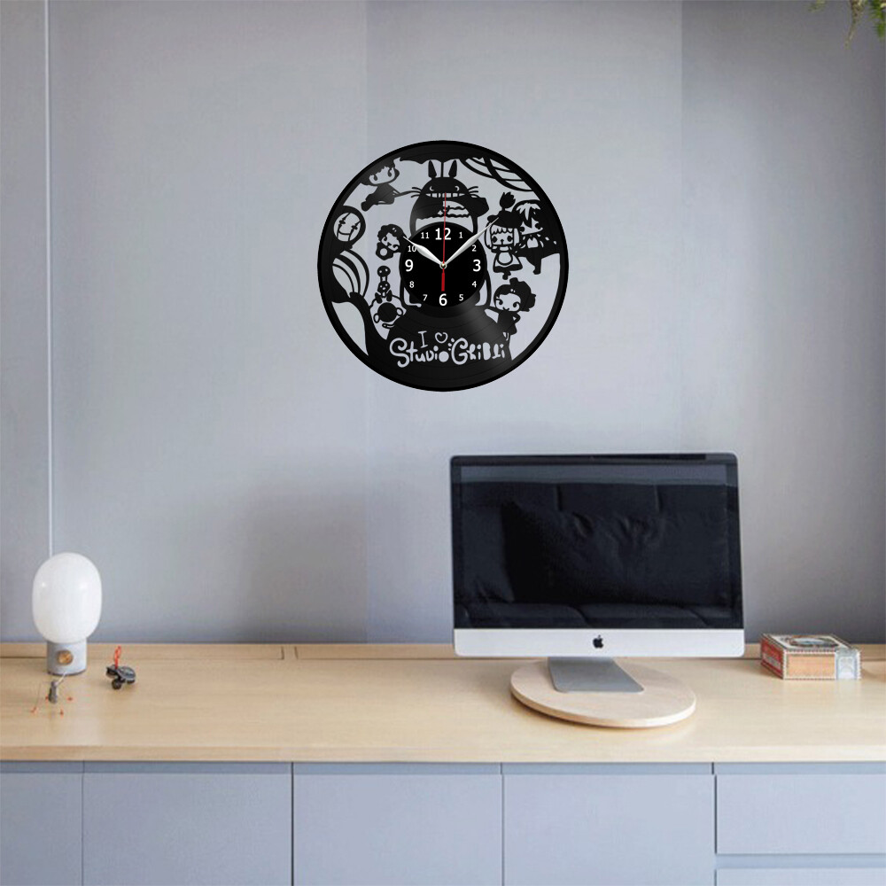 Studio Ghibli Anime Vinyl Record Wall Clock Decor Handmade 3634