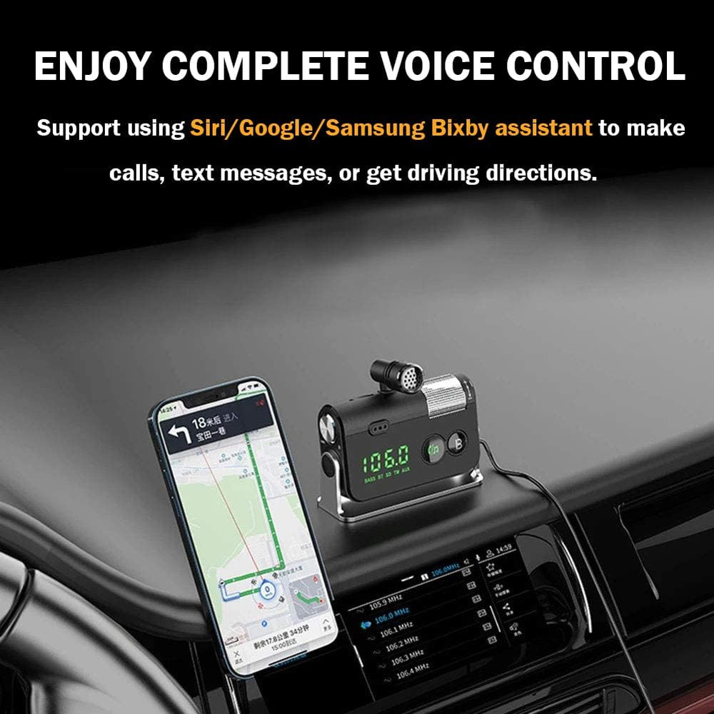 WYYHAA Bluetooth Car Adapter, Blutu Para Carros with 2 Microphones & QC3.0 +Type