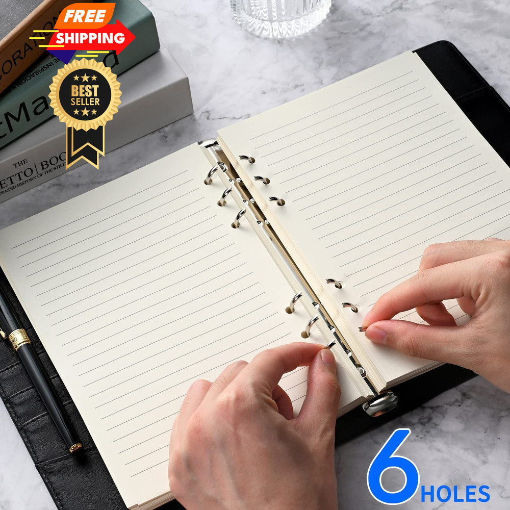 A5 Line Refill Paper, Binder Refills for 6-Ring Binders Planner Lined