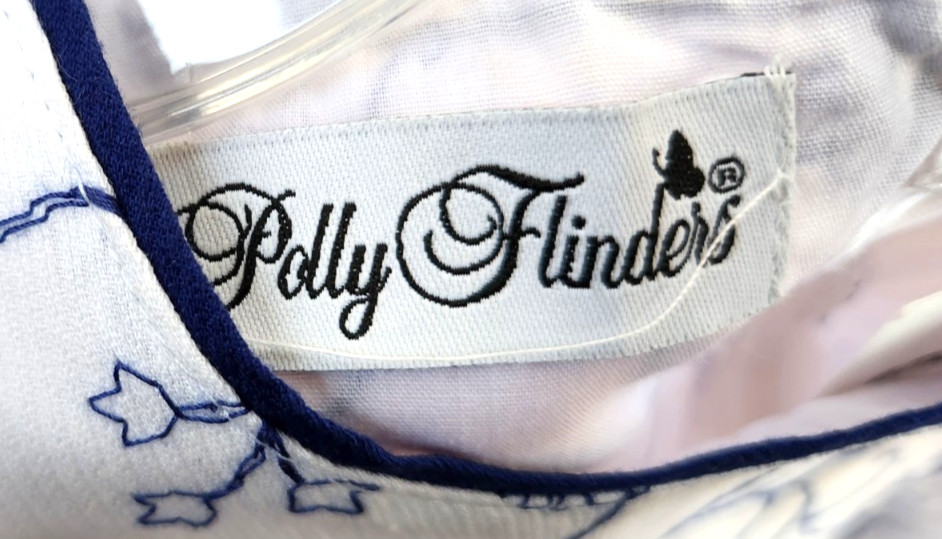 POLLY FLINDERS DRESS Sleevless White/Blue + matching Ponytail Band Girl's 10 NEW