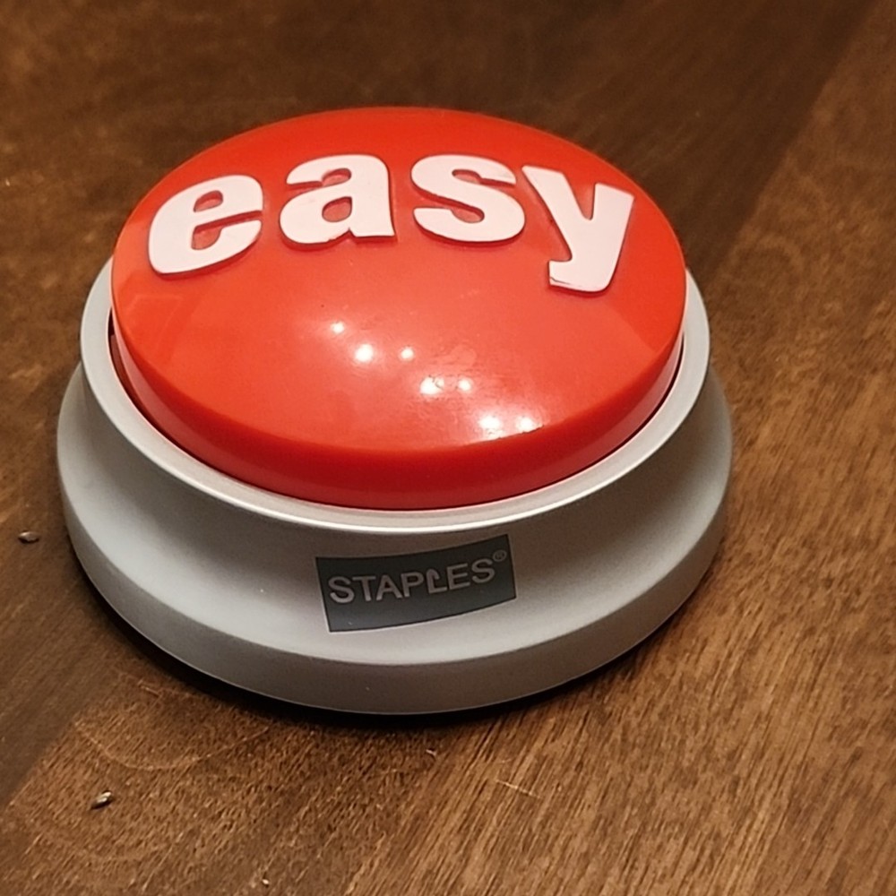 Staples EASY Button Red and Gray That Was Easy Working