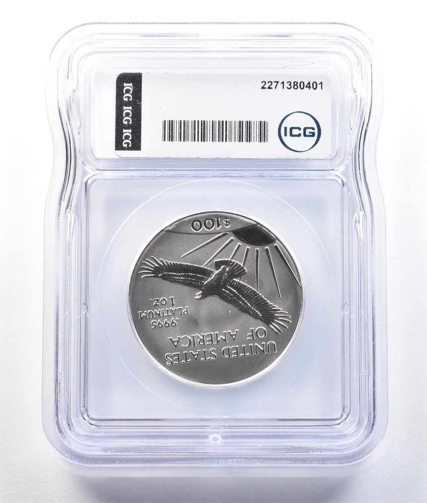 2000 $100 American Platinum Eagle 1 Oz Platinum MS70 ICG