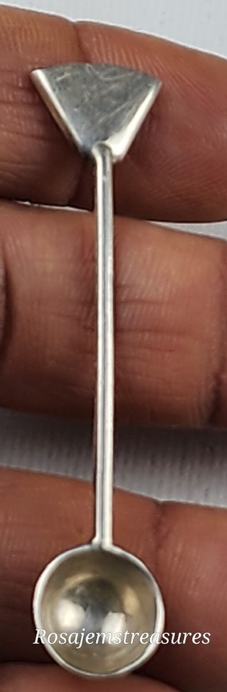 Vintage Open Footed Crystal Salt Cellar (Rectangular) with 925 Silver Spoon