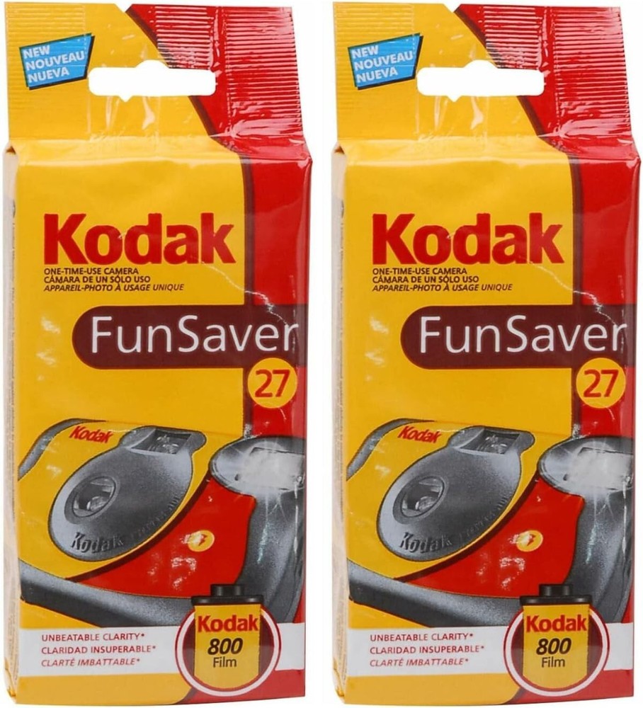 2 x Kodak FunSaver One Time Use Camera with Flash, 27 Exposure