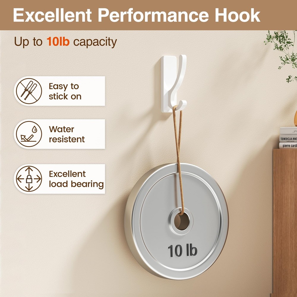 Hang Heavy Items Without Damaging Walls - 4 Pack Adhesive Hooks