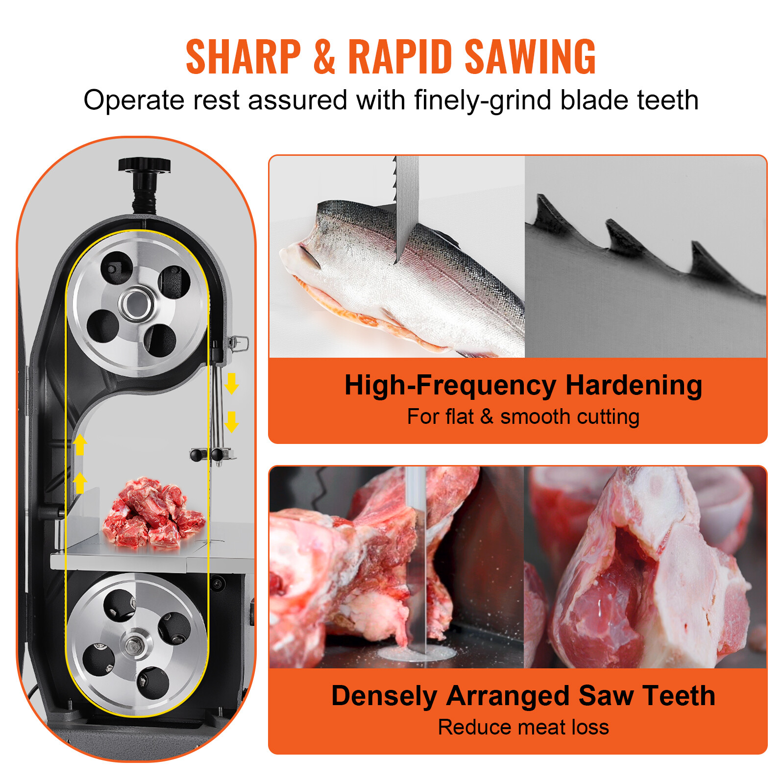 VEVOR Band Saw Blade 1650*16*0.56 mm for Cutting Meat Bone Carbon Steel 5 PCS