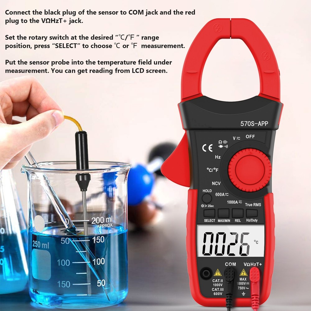 6000 Counts Digital Clamp Meter Multimeter True RMS AC DC Current Volt Amp Meter