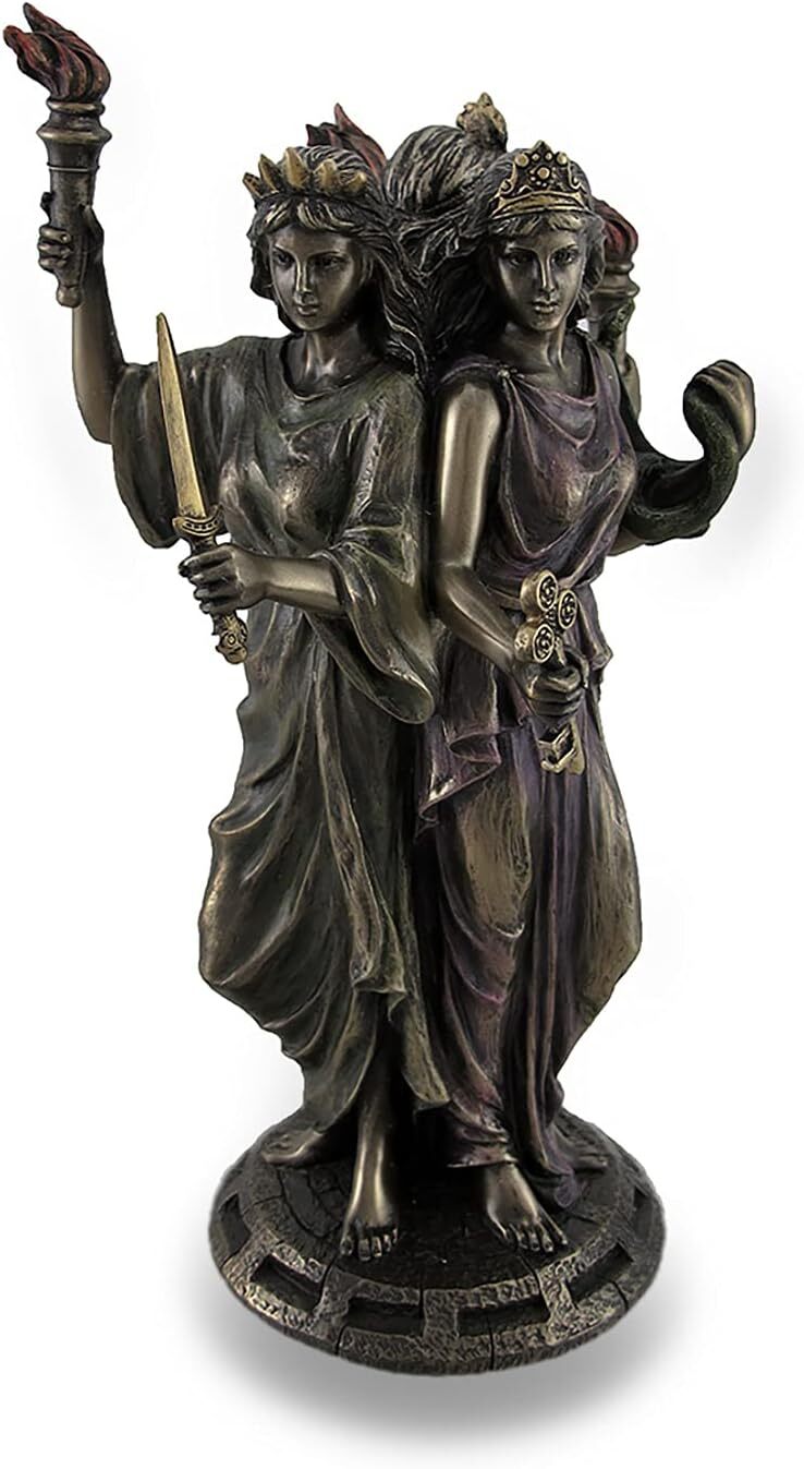 Bronze Finish Triple Form Hecate Greek Goddess of Magic Statue