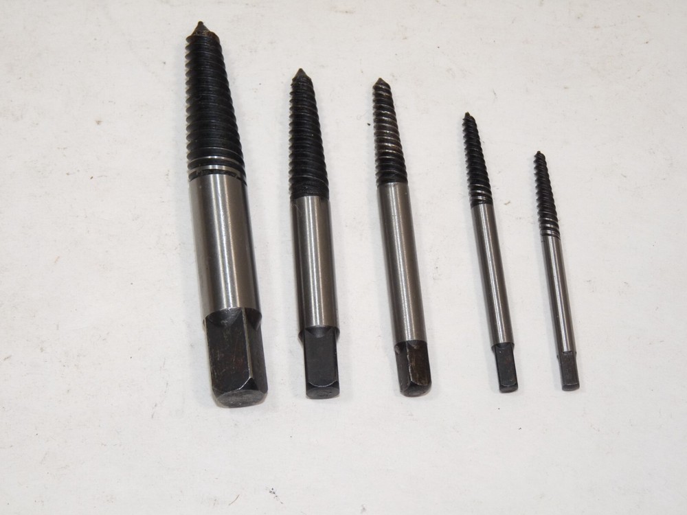 5 Unmarked Screw Extractors 1, 2, 3, 4, 5