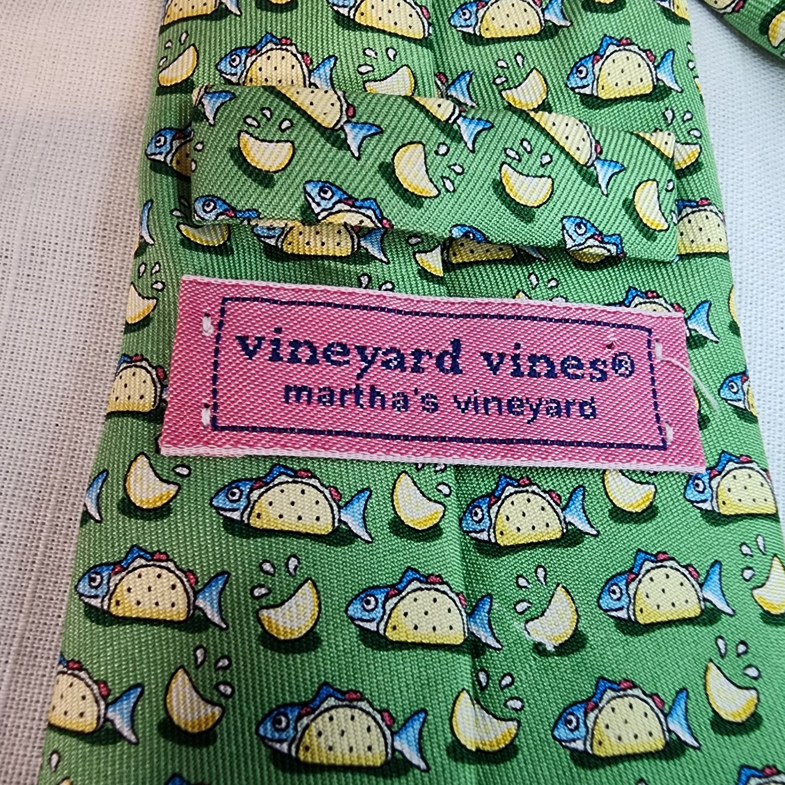 Vineyard Vines, Shep & Ian, Boy's Silk Necktie, Green, Fish Tacos, USA, Nice!