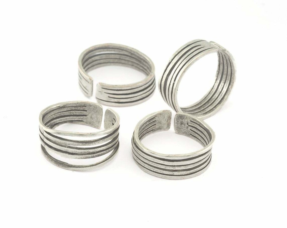 Adjustable Ring Antique Silver Plated Brass 18mm 8US inner size Adjustable 3435