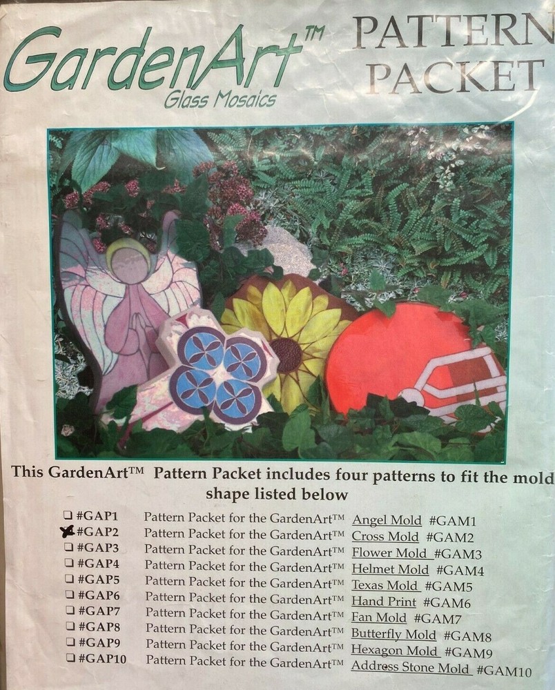 Garden Art Pattern Packet Four Patterns Cross Mold Stepping Stone Mosaics