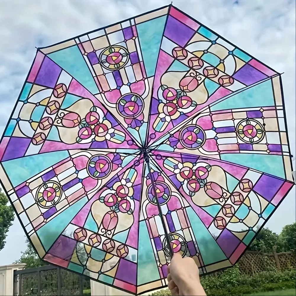 British Wind Rainforest Arch Automatic Transparent Umbrella with Long Handle