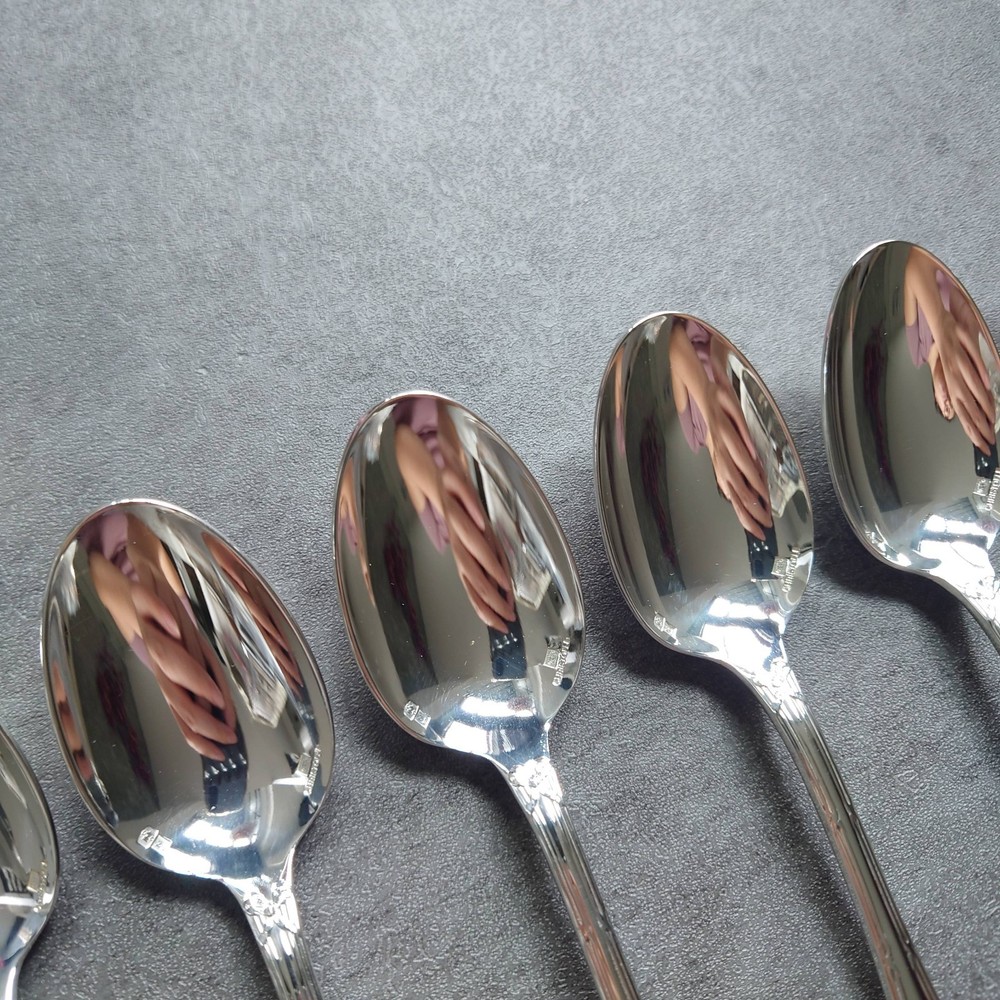 Christofle Rubans Coffee Spoon 6pcs Silverplate Flatware Excellent